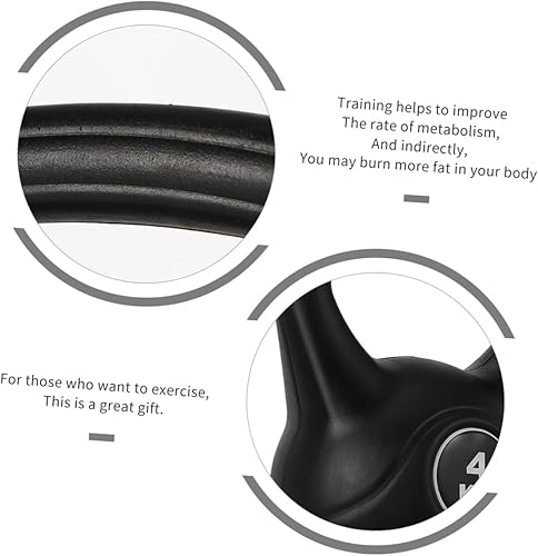 Miniatura 5 de NOLITOY Pesa rusa negra con mango antideslizante de PVC para entrenamiento de fuerza de fitness en el hogar, pesas rusas fijas de plástico PE para