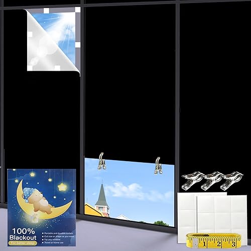 Miniatura 1 de Bremeday - Cortinas opacas portátiles de 71 x 57 pulgadas, cortinas opacas para ventanas con cintas de velcro y velcro, persianas de ventana 100%