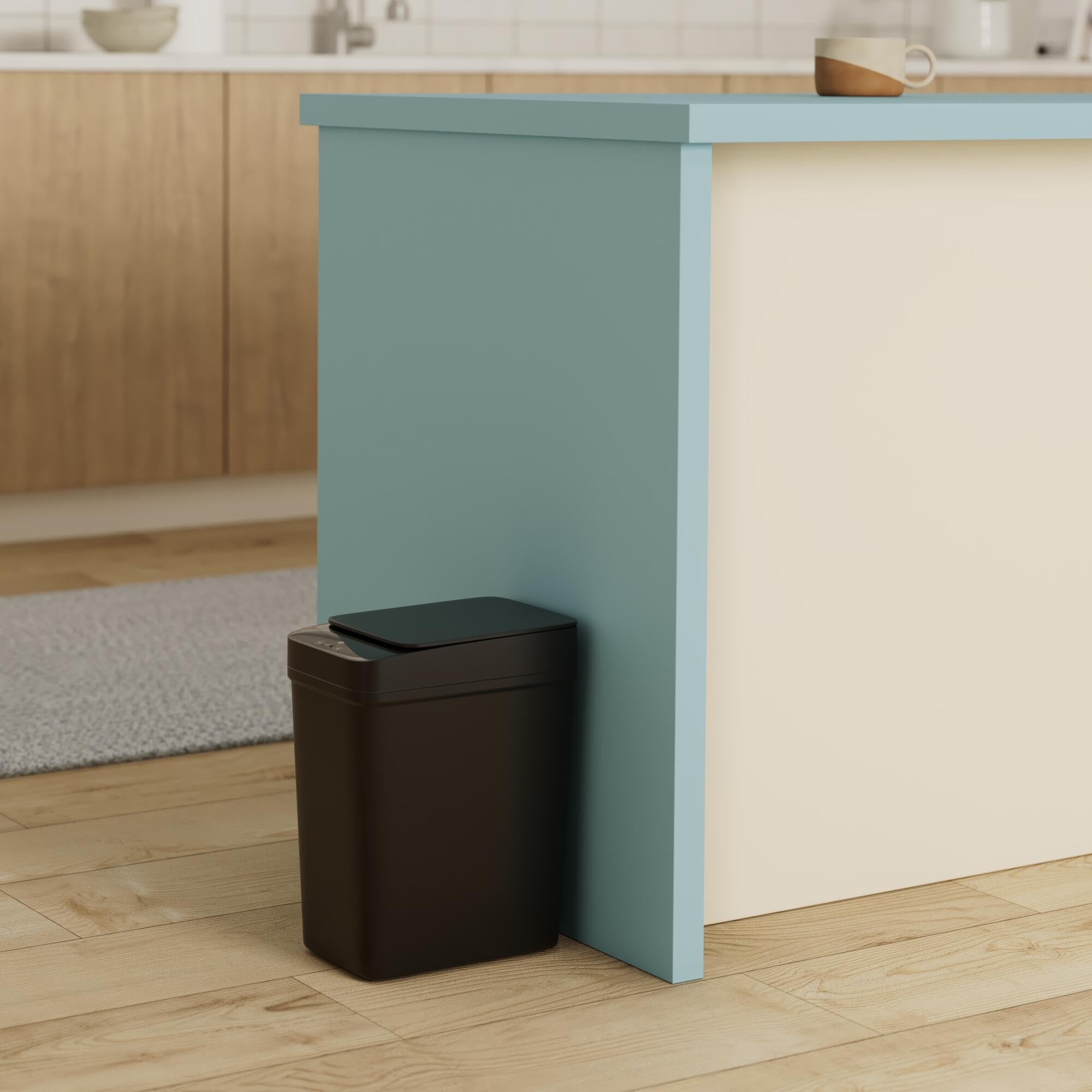 Pattumiera da Bagno Intelligente Impermeabile,Cestino Automatica Piccola, Touchless,con Sensore di Movimento, da 14 L, in Plastica, Sottile, con Coperchio, per Camera da Letto, Bagno, Cucina, Ufficio