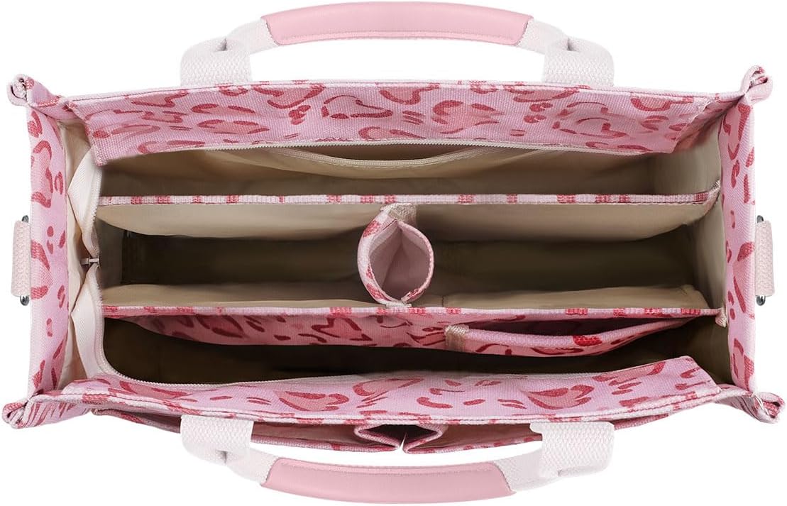 FIORETTO Canvas Tote Bag for Women with Zipper Closure & Individual Compartments for Work College for Teacher & Nurse - Image 2