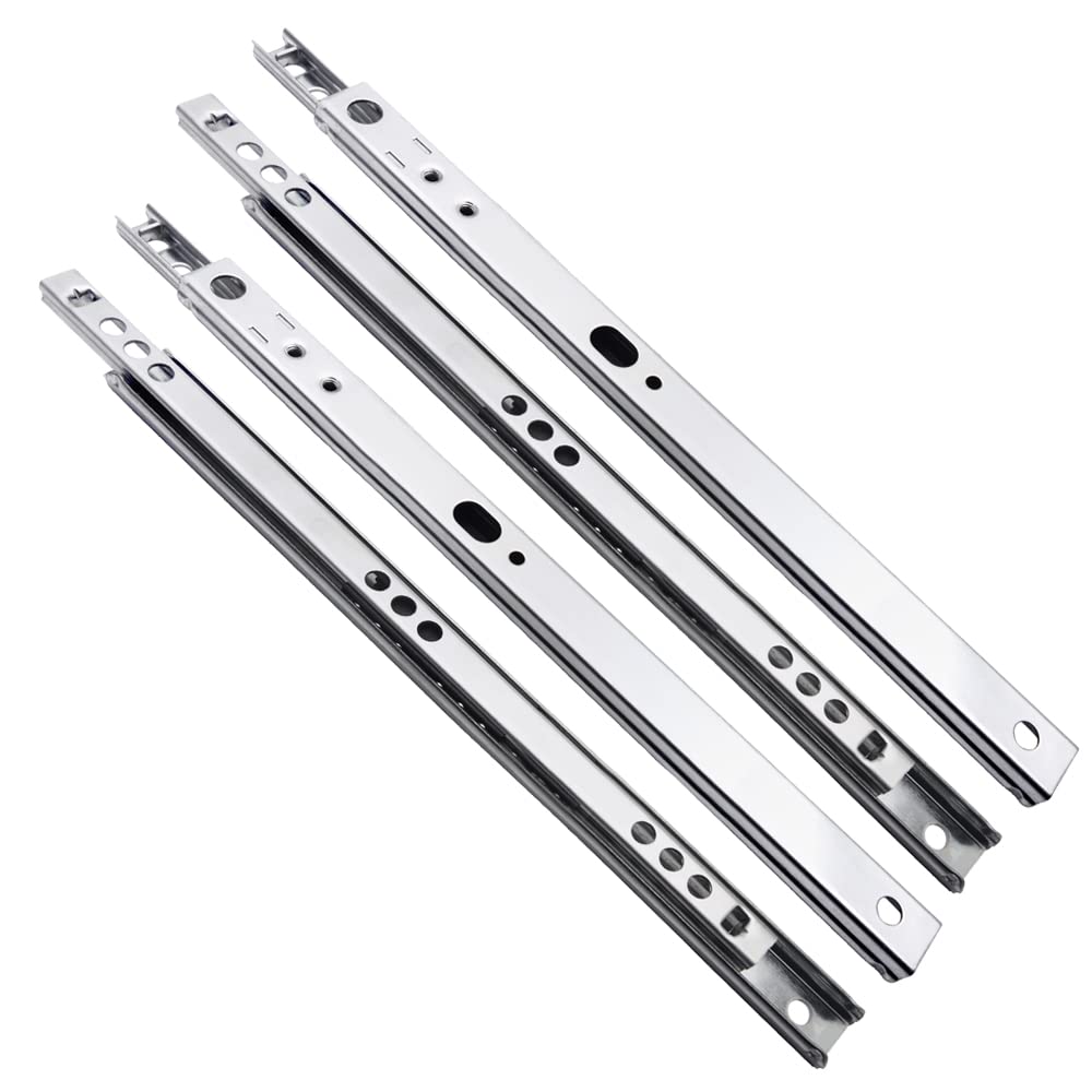 17mm x 214 mm Drawer Runners Slides Heavy Duty Ball Bearing Roller Sliders for Kitchen Furniture Cabinet Desk Drawers, Replacement Accessory - 4 Pieces