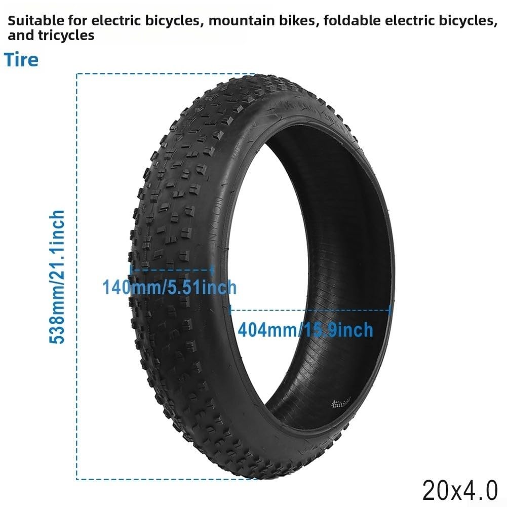 Neumático grueso de bicicleta de 20 x 4.0, cuenta de acero resistente a pinchazos, agarre todo terreno para nieve, arena, playa, montaña, bicicleta eléctrica al aire libre