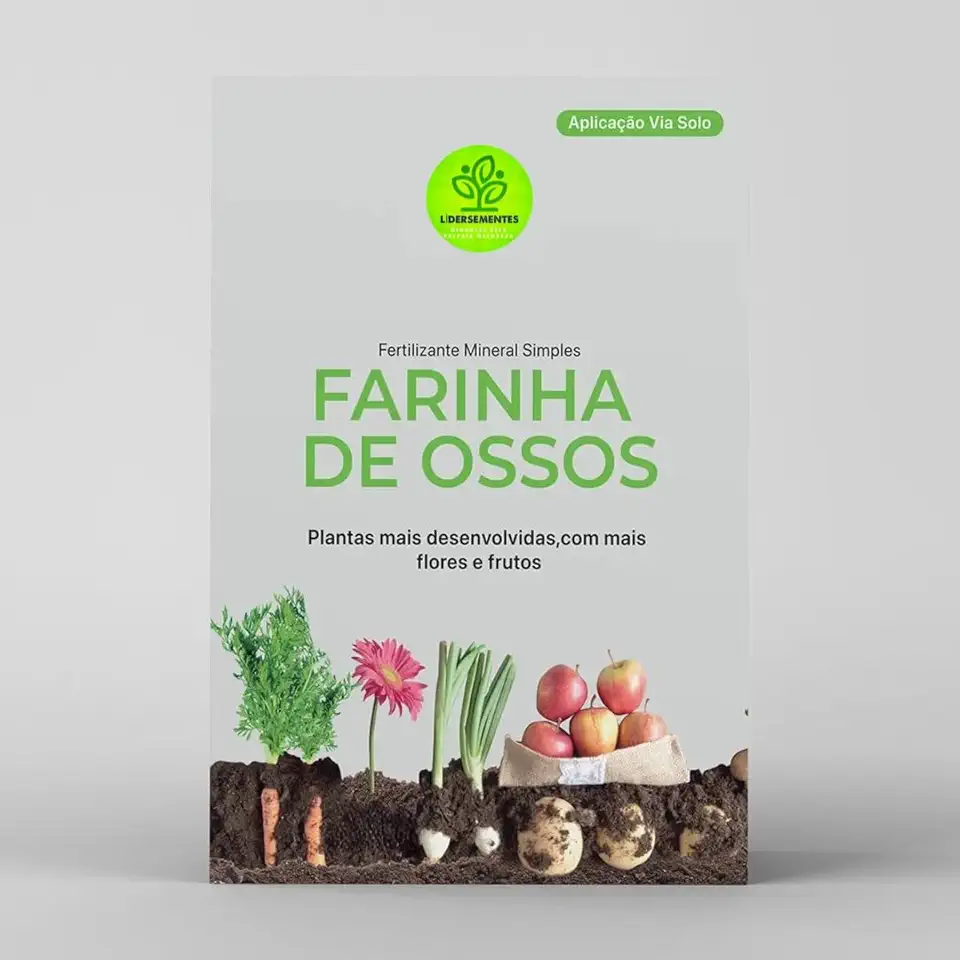 Adubo Farinha de Ossos Pura Fracionado Fertilizante Orgânico NPK Hortaliças Flores Rosas do Deserto Plantas Frutas (1, verde, 1kg)