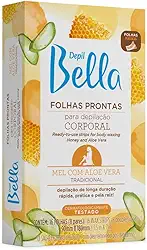 Folha Pronta para Depilação Corporal Mel com Aloe Vera 16 Fls, Depil Bella, Multi-Color