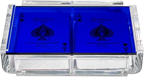 Bandeja moderna y elegante con 2 barajas de cartas en caja acrílica de lujo con tapa de color