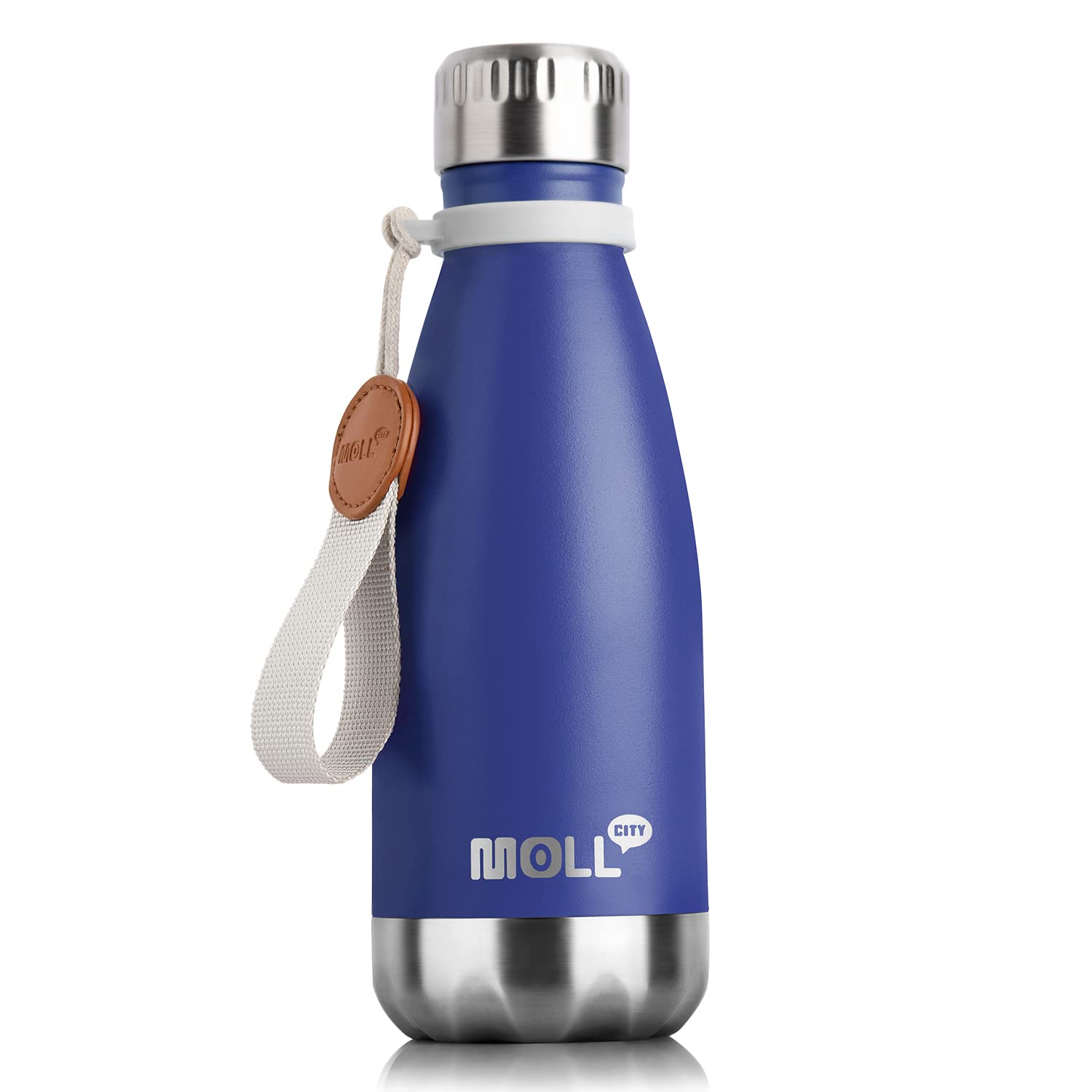 12 oz Stainless Steel Double Wall Vacuum Insulated Water Bottle for Kids for School-Reusable Metal Leak Proof Sports Flask for Boys(Navy Blue)