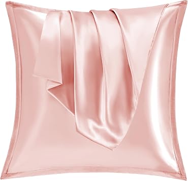 Vielit Set of 2 Satin Pillowcases 80 x 80 cm, Soft as a Silk Pillowcase, 80 x 80 cm, Design with Zip, Satin Cushion Cover 80 x 80 cm for Peach Hair