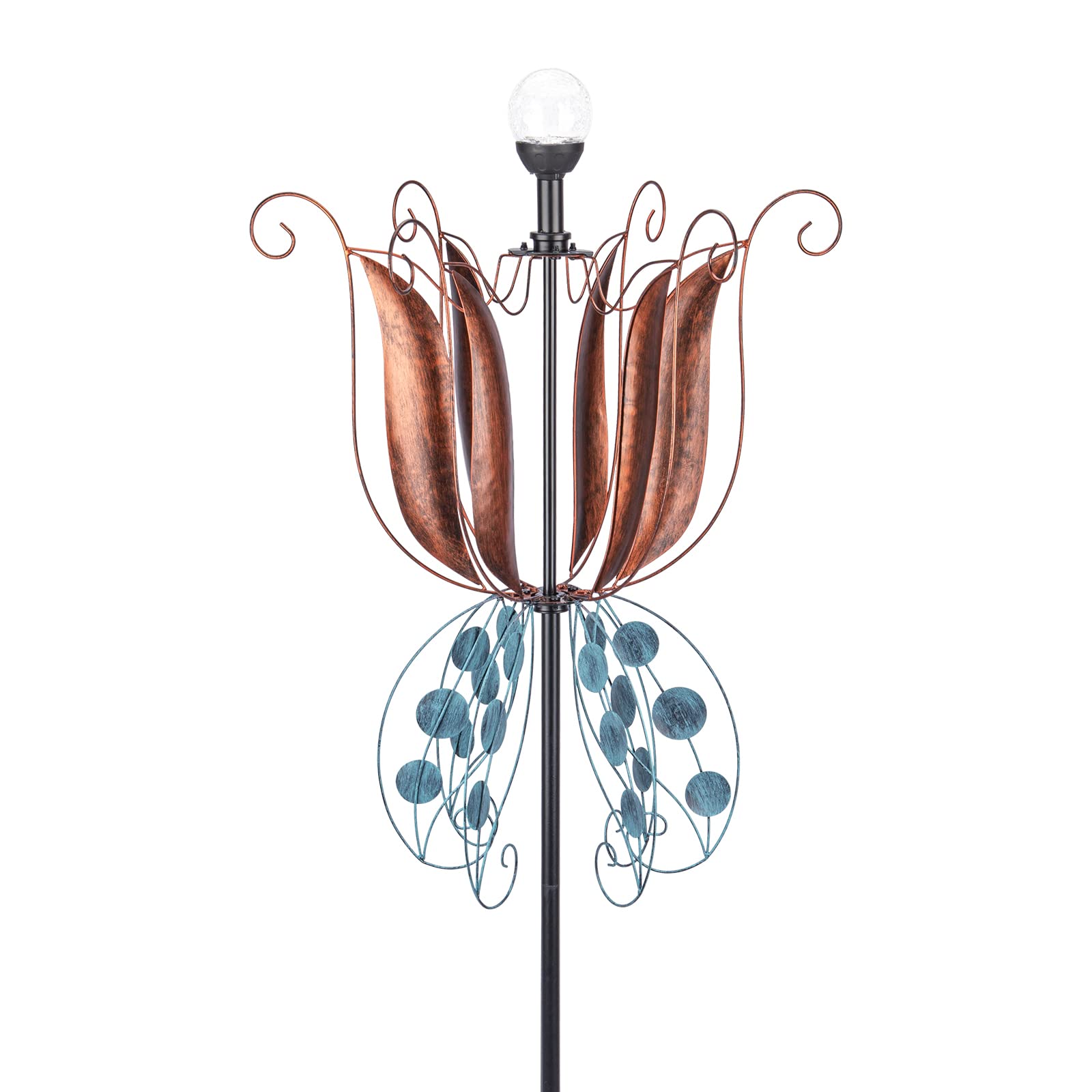 Photo 1 of **NONREFUNDABLE**FOR PARTS OR REPAIR**SEE NOTES**
MUMTOP Tulip Wind Spinners Outdoor Metal Large, Multi Color Changing LED Battery Powered Glass Ball, 83 Inch Kinetic Sculptures Tulip Windmill for Yard Art Lawn Garden Decor Led Tulip