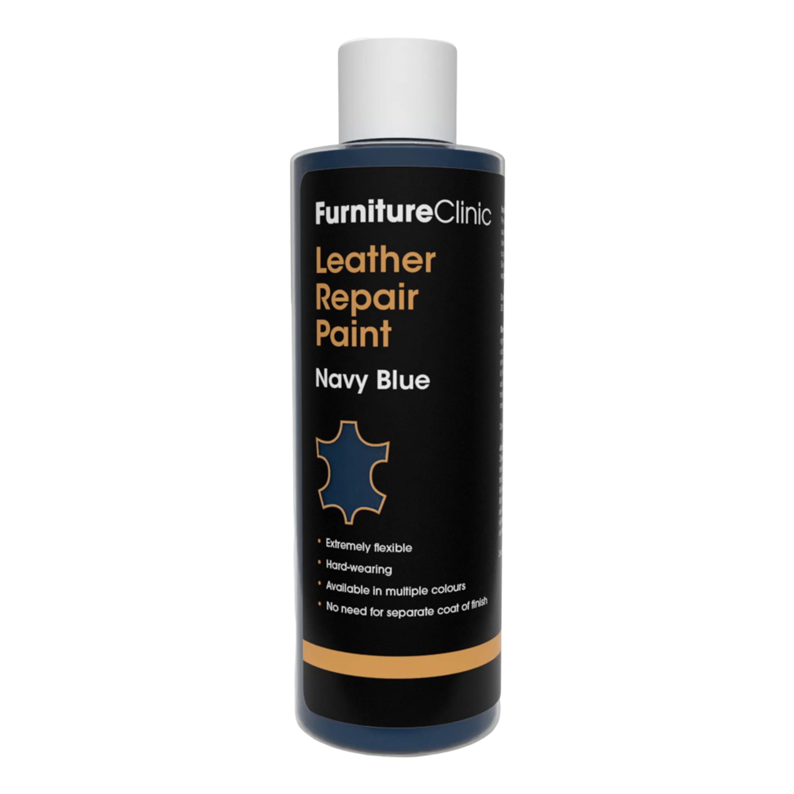 Furniture Clinic Leather Repair Paint | 2-in-1 Seal and Color | Use on Scratches, Tears, and Holes in Car Seats, Furniture | Quick and Easy Leather Repair Kit for Furniture (Navy Blue, 250ml / 8.5oz)