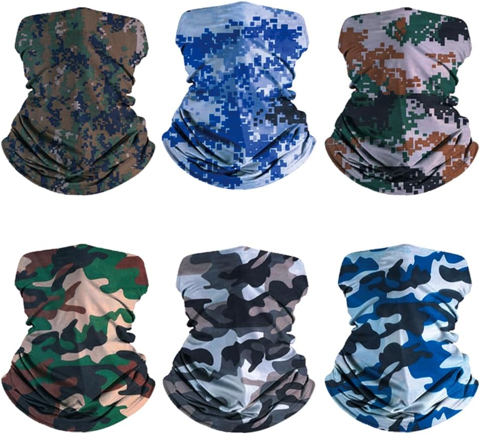 6-Pack Balaclava Face Mask for Men & Women - UV Protection Neck Gaiter, Multi-Use Cycling Mask & Breathable Headband