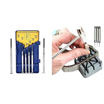 Diy Crafts 5930 Precision Flathead & Philips With Case Mini Screwdriver Bits for Jewelry, Multicolor, 6 Piece + Diy Crafts 11515 7086 Repair Tool Kit Band Pin Link Removal Hammer Punch, Multicolor