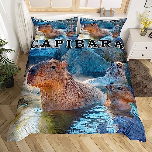 Homemissing Capybara Comforter Cover Capybara Duvet Cover Capybara Animal for Kids Boys Girls Duvet CoverWild Animal Bedspread Cover Decor Breathable Bedclothes Double