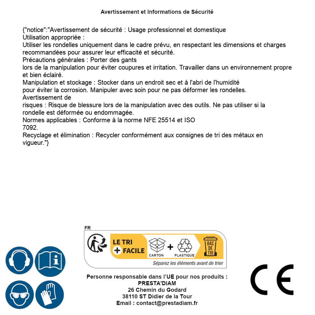 10 arandelas planas extra grandes tipo LL 27 mm - NFE 25513 - NFE25-514 - ISO 7089 - Inox A4 - D-Work