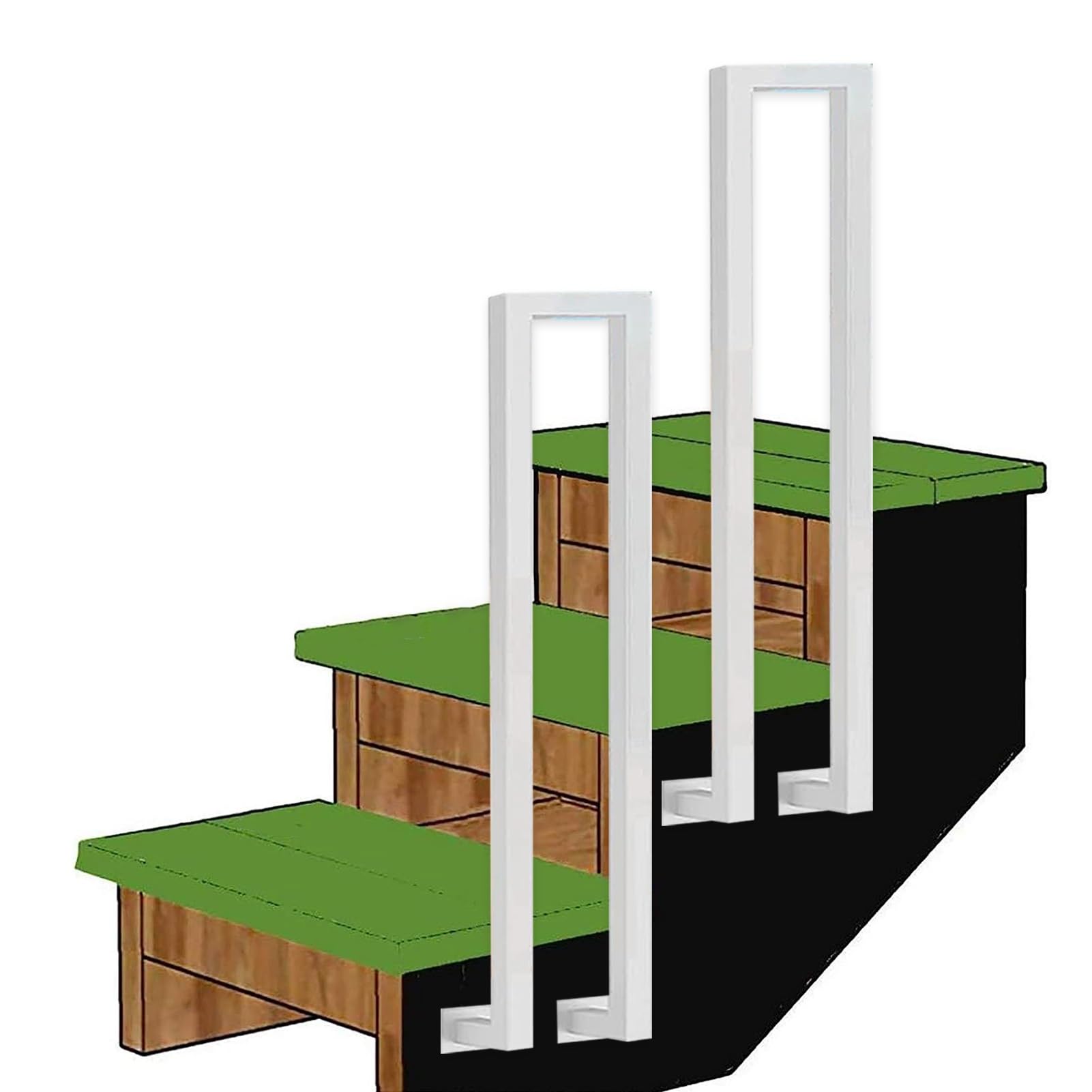LIVINQ Stair Railing Transitional Handrail for Outdoor Step Handrail Picket Fits 1 Steps，Hand Rails Balustrade Guardrail for Wooden Steps Side Mount - Wrought Iron (Size : 1.6ft/50cm)