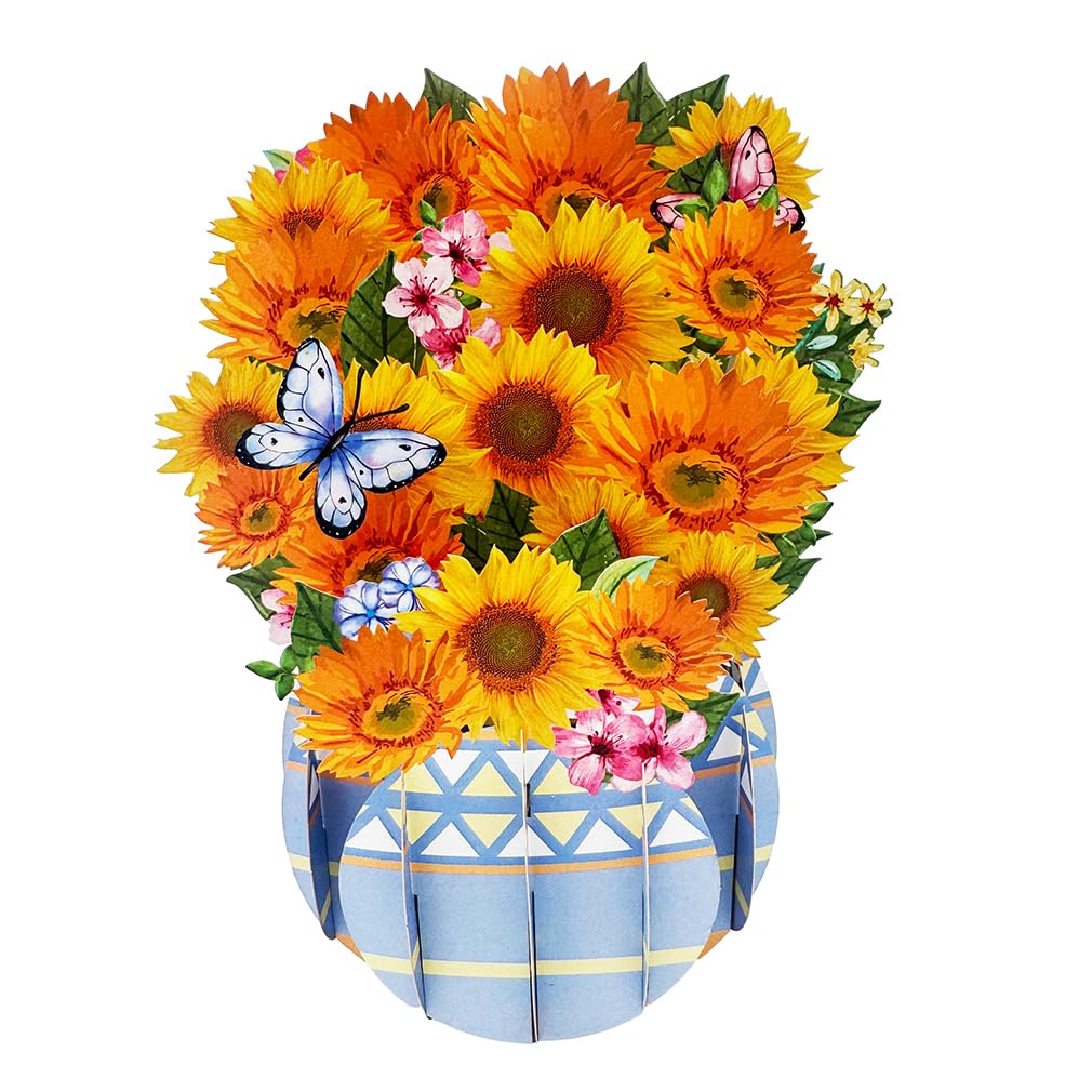 Zalingo 3D Flower Card, Sunflower Decorations with Envelope for Teacher's Day, Birthday, Mother's Day, Anniversary, Valentine's Day, Gift for Teachers, Women, Her, Wife, Mother, Grandma