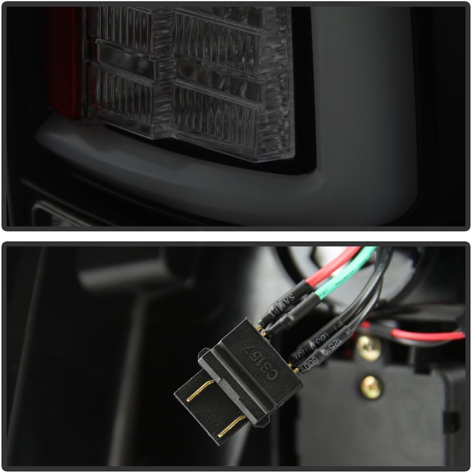 ACANII - For 2009-2018 Dodge Ram 1500 10-18 Ram 2500 3500 Black Smoked V2 LED Tube Tail Lights Brake Lamps Pair Assembly