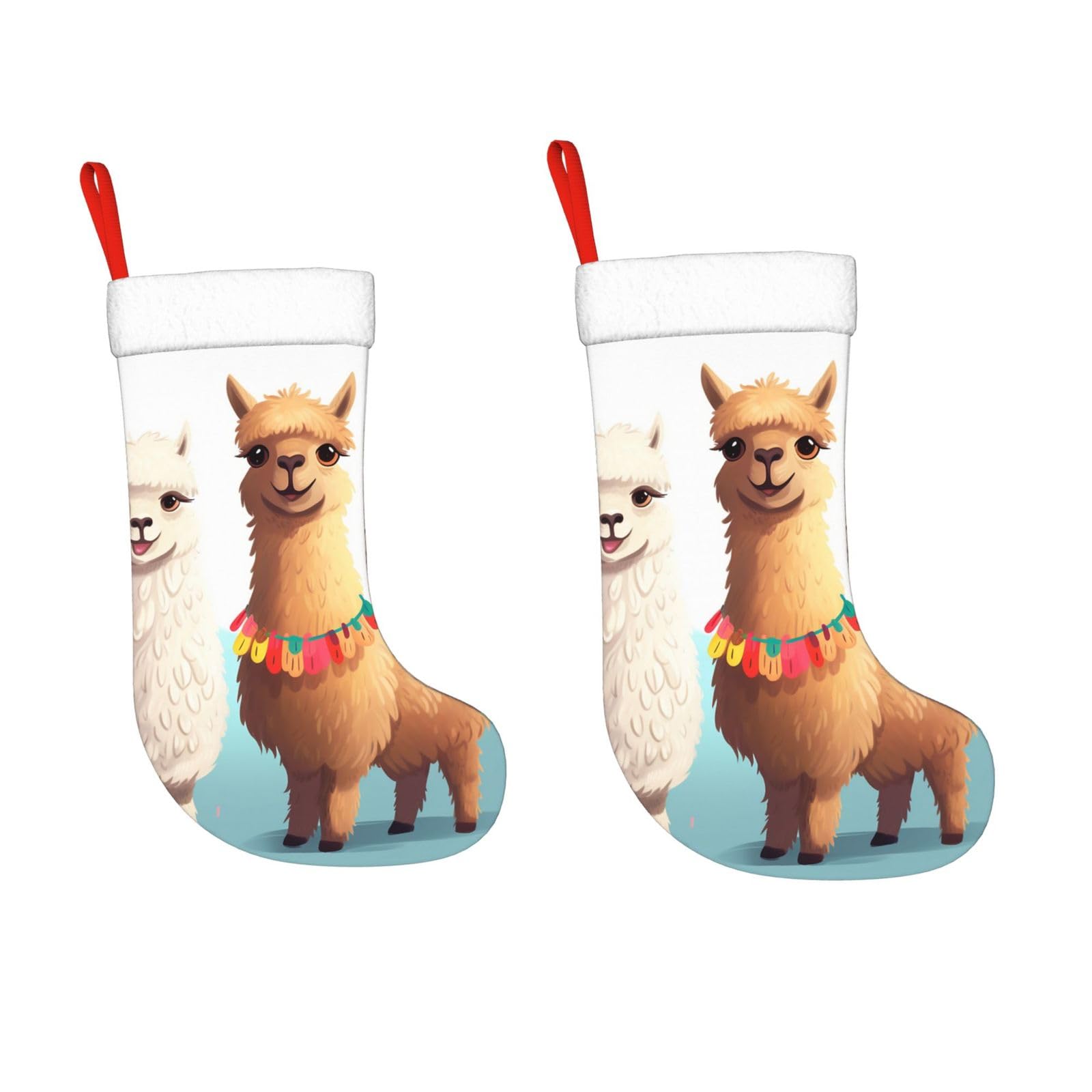 KLOPH 2 Pack 18 Inches Christmas Stockings Personalized Llama Alpaca Xmas Stocking Hanging Decoration Fireplace Stocking for Holiday Xmas Tree Christmas Fireplace Decor Gifts
