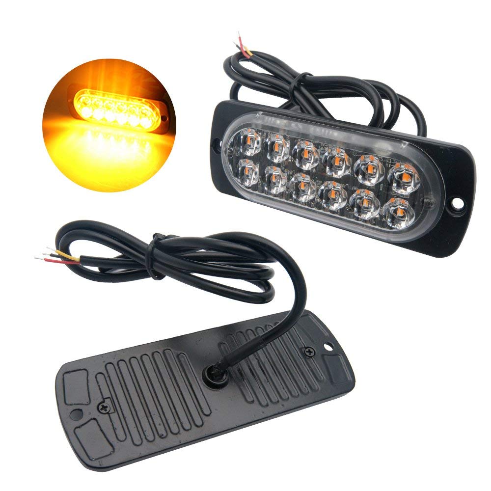 Baceyong Luces estroboscópicas de emergencia para coche, 2/4/6/8/10 unidades, barra de luz ámbar con 12 luces LED con rejilla intermitente de advertencia de fallo para vehículo, remolque, furgoneta