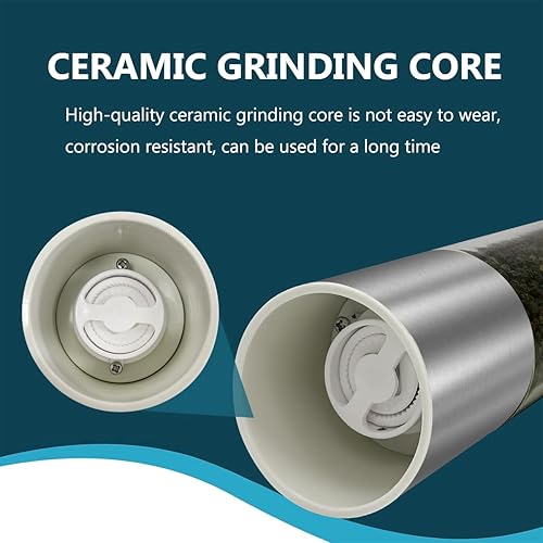 Miniatura 3 de LHS Molinillo de pimienta, molinillo de sal recargable, gran capacidad de 12 pulgadas, molinillo de pimienta de acero inoxidable con rotor de