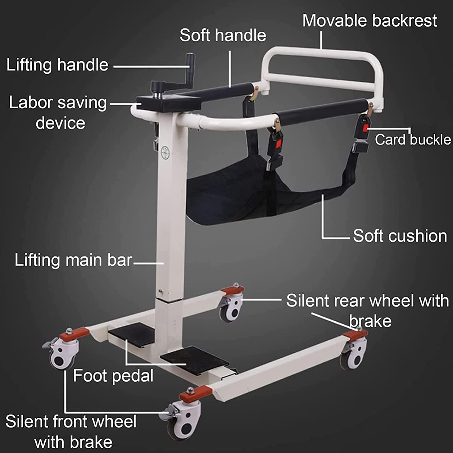 Fauteuil Roulant élévateur de Patient, élévateur de Transfert de Patient à Domicile avec Siège Rembourré, pour Soutenir les Fauteuils de Transfert Dans la Salle de Bain Des Personnes âgées