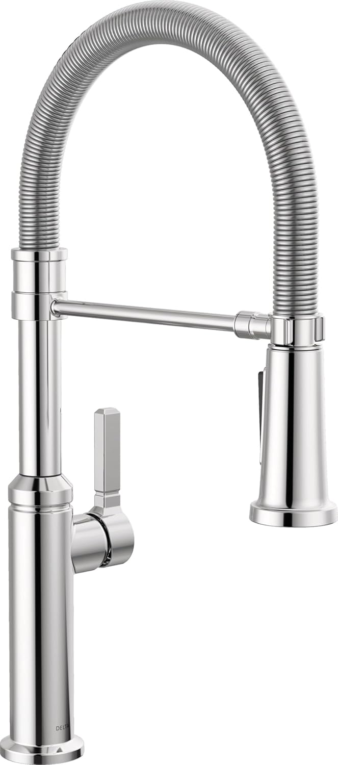 Delta Faucet Rhett Pro Commercial Style Kitchen Faucet, Kitchen Faucets with Pull Down Sprayer Chrome, Kitchen Sink Faucet, Faucet for Kitchen Sink with Magnetic Docking, Chrome 18829-DST