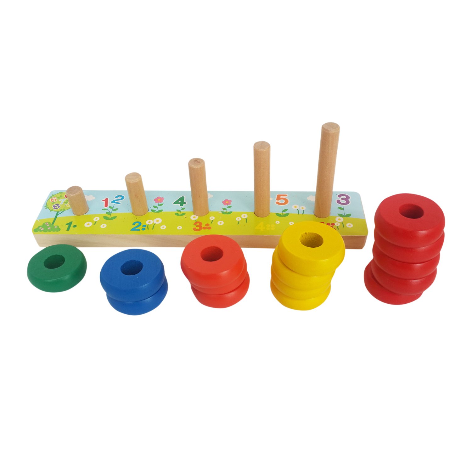 Trinkets & More-Rainbow Calculation Counting Stacker Math Toy (15 Pieces)|Number Learning Stacking Rings|Early Educational Stem Toys For Toddlers Kids 18 Months +|Multicolor 1