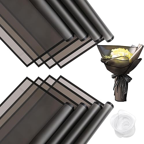 Beautyfloral Papel de regalo de flores, papel de regalo de ramo, papel de regalo coreano, papel de regalo de flores de borde, con cinta de 22.8 x