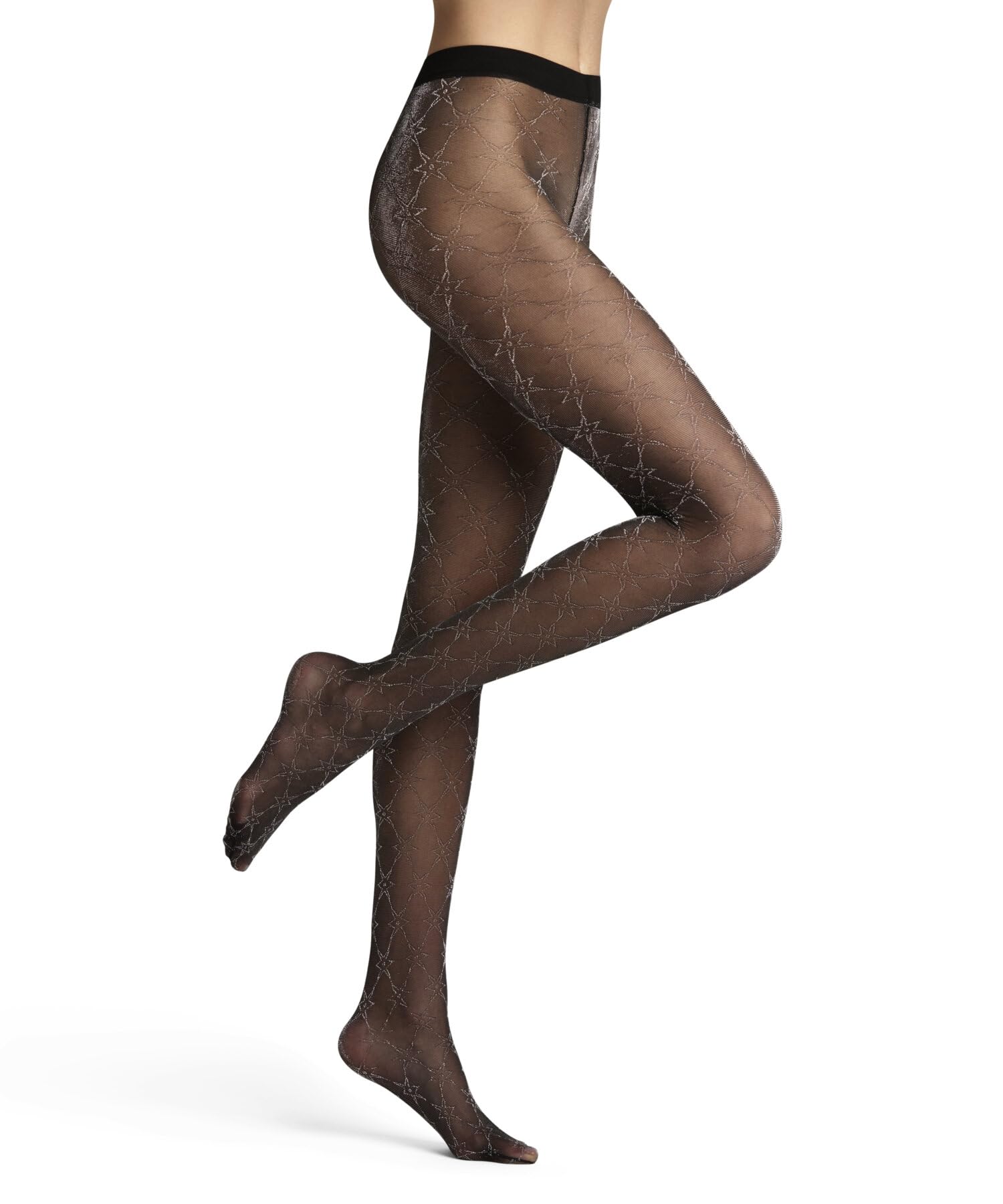 FALKE Damen Strumpfhose Seidenglatt 15 DEN W Ti transparent einfarbig 1 Stück, Schwarz Black/Silver 3103 Galaxy, S