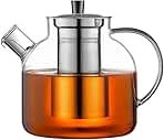 1500ml(50oz) Glass Teapot with Removable Infuser, Ehugos Stovetop Safe Large Tea Pot, Blooming and Loose Leaf Hand Crafted Kettle for Women and Adult with Stainless Infuser