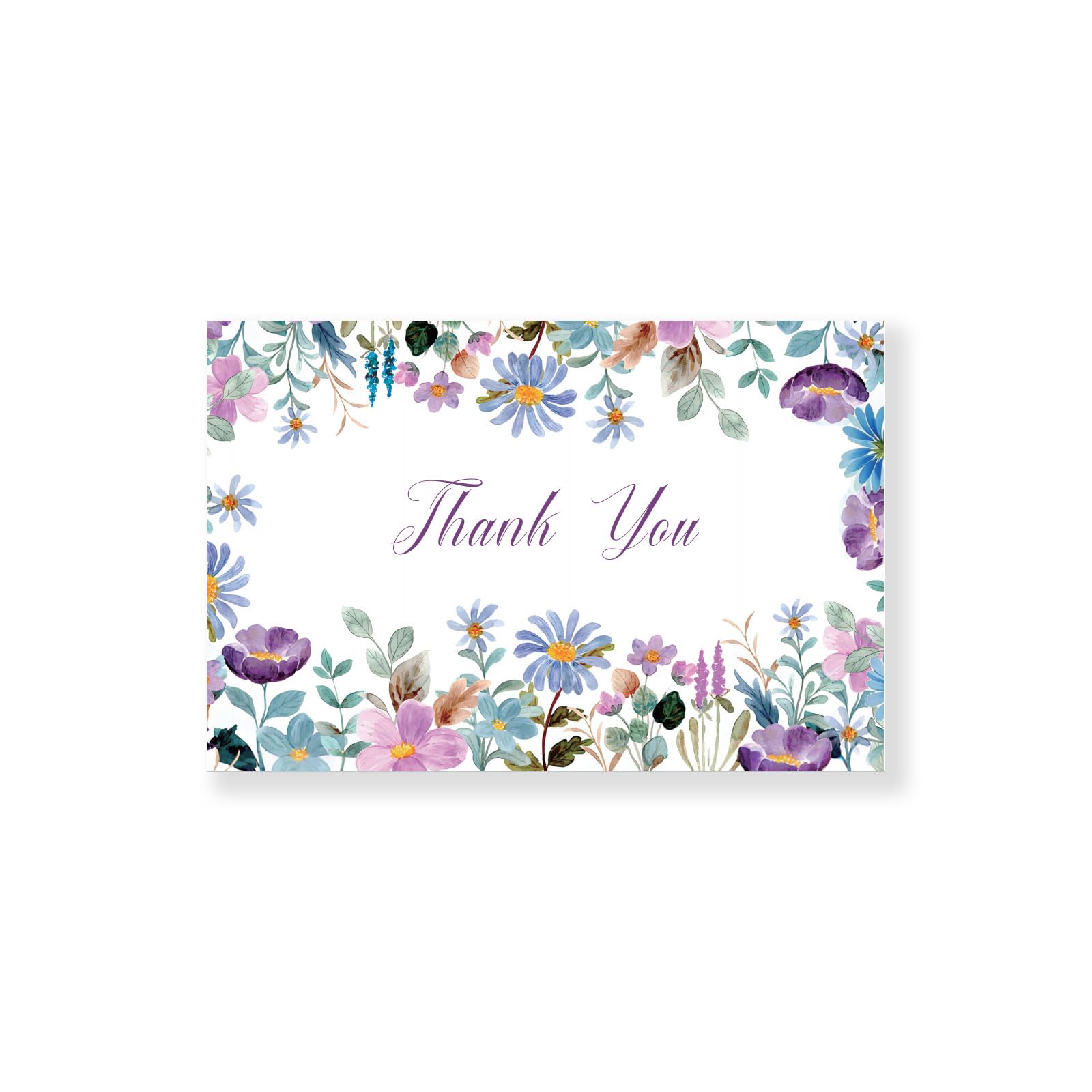 20 elegantes tarjetas de agradecimiento rodeadas florales con sobres, tarjetas de felicitación para todas las ocasiones, notas de agradecimiento con calcomanías de purpurina, 4 x 6 pulgadas.