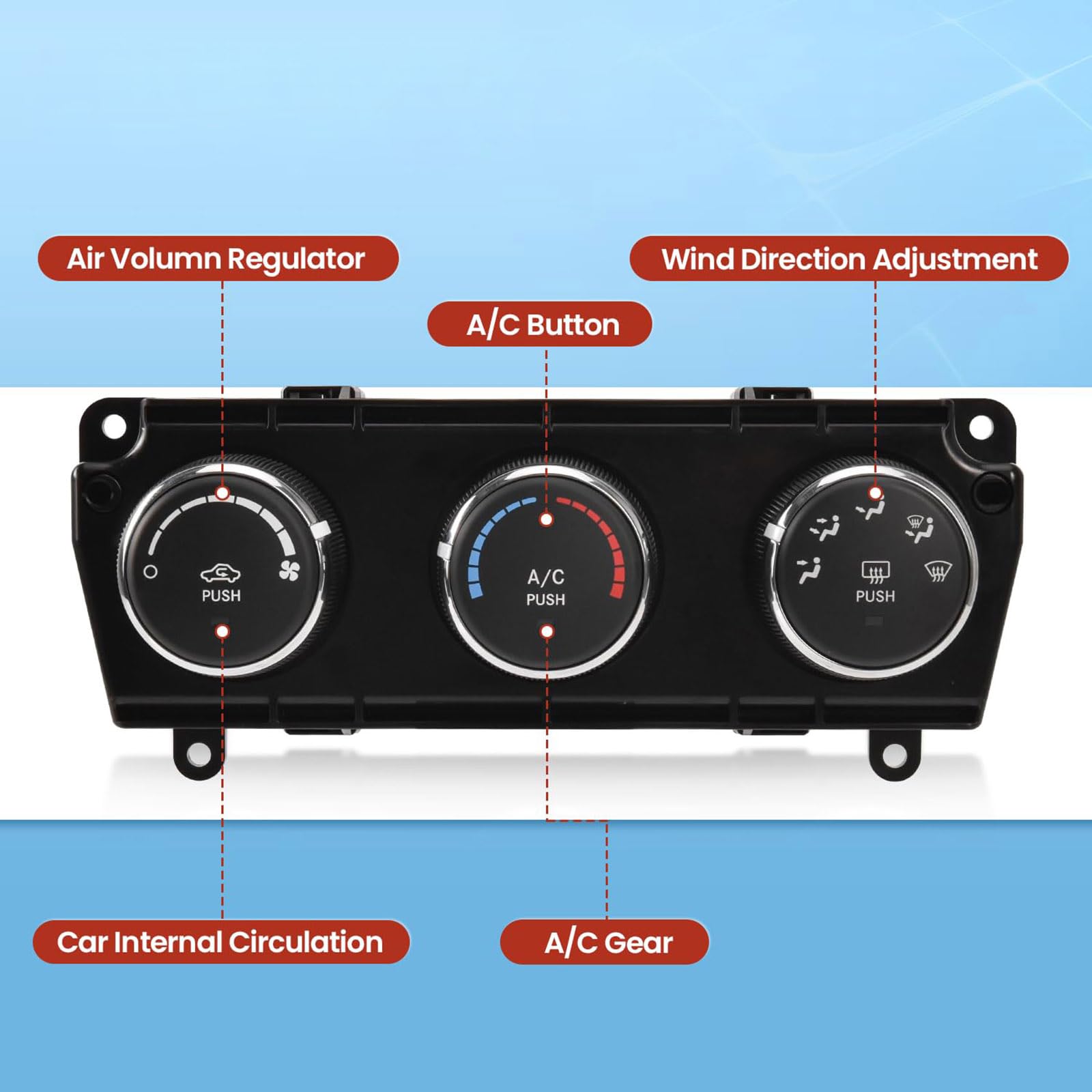 Direct Replacements HVAC - Módulo de control de clima para calefactor HVAC, panel de control de clima automotriz ABS fuerte para panel 68197433AB, fácil instalación