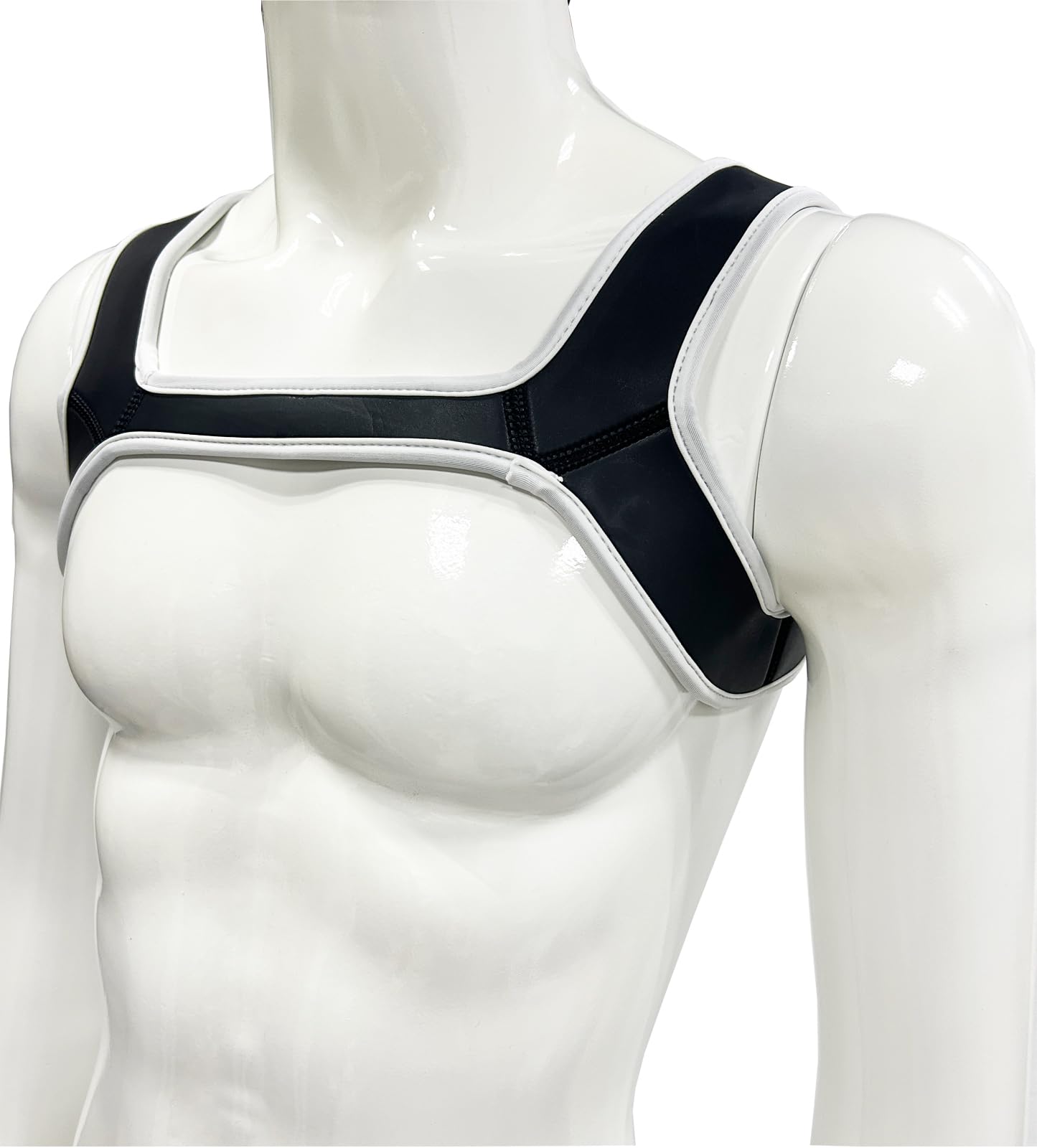 Harnais de poitrine en néoprène effet mouillé pour homme - Body gilet clubwear