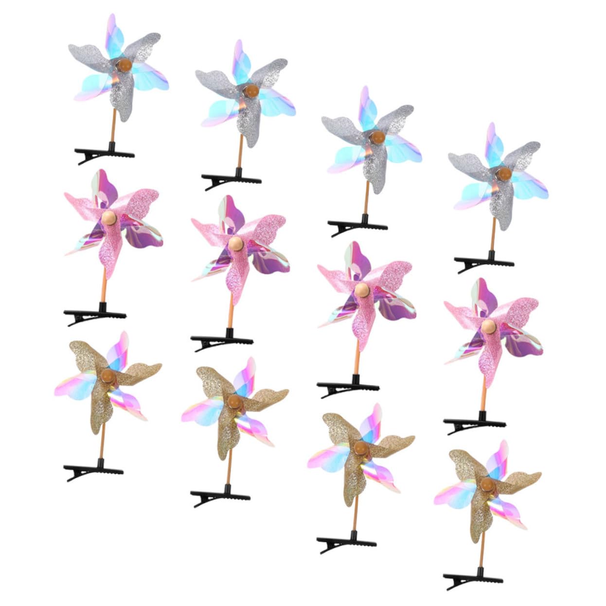 Beavorty 60 Stück Windmühlen Haarnadeln Glitzer Haarspangen Mädchen Haar Accessoires Windmühlen Haarspangen Haar Accessoires Für Mädchen Glitzernde Für