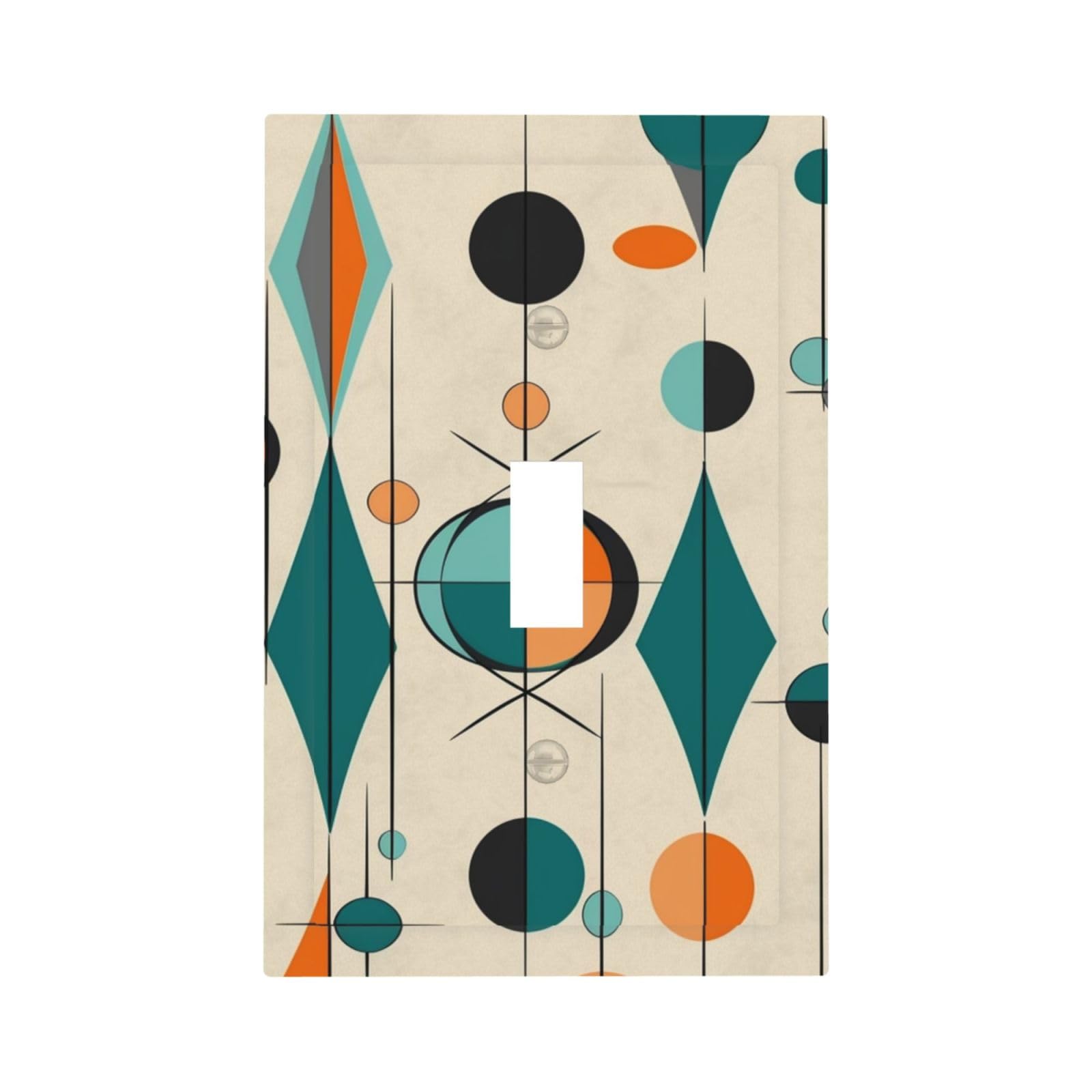Decorator Wall Plate 1 Gang Light Switch Covers Mid Century Geometric Wallplate Single Toggle Switch Plate Mid Size 5" x 3" Electrical Outlet Covers Decorative Wall Switch Plate Cover Decor