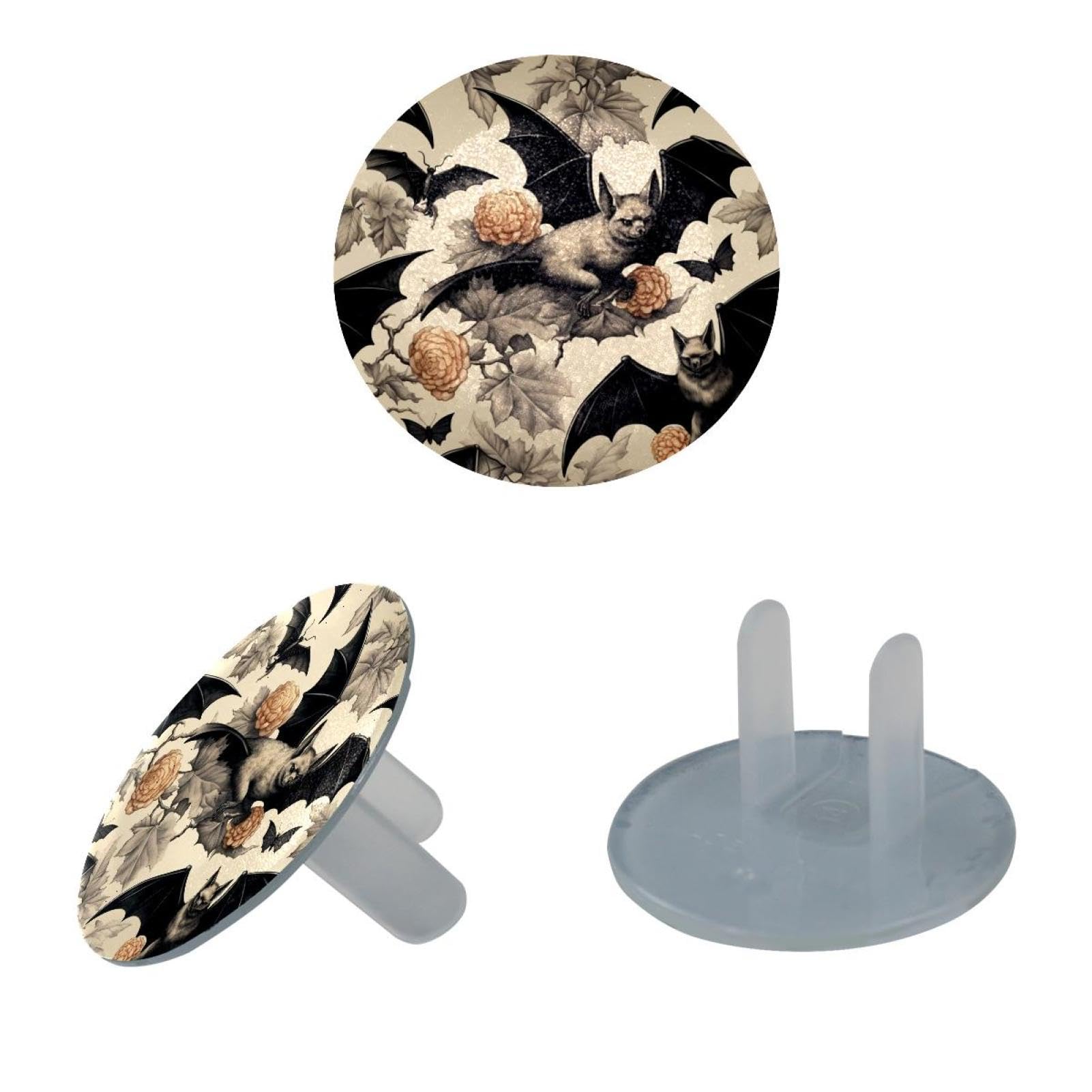 12 Pcs Baby Child Proofing Outlet Covers, Halloween Bat Electrical Safety Socket Caps, 2-Prong Power Wall Plate, Safety Plugs Protector Guard