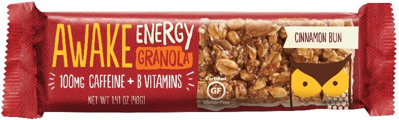 Awake Caffeinated Energy Granola Bar, Cinnamon Bun, 16 Count