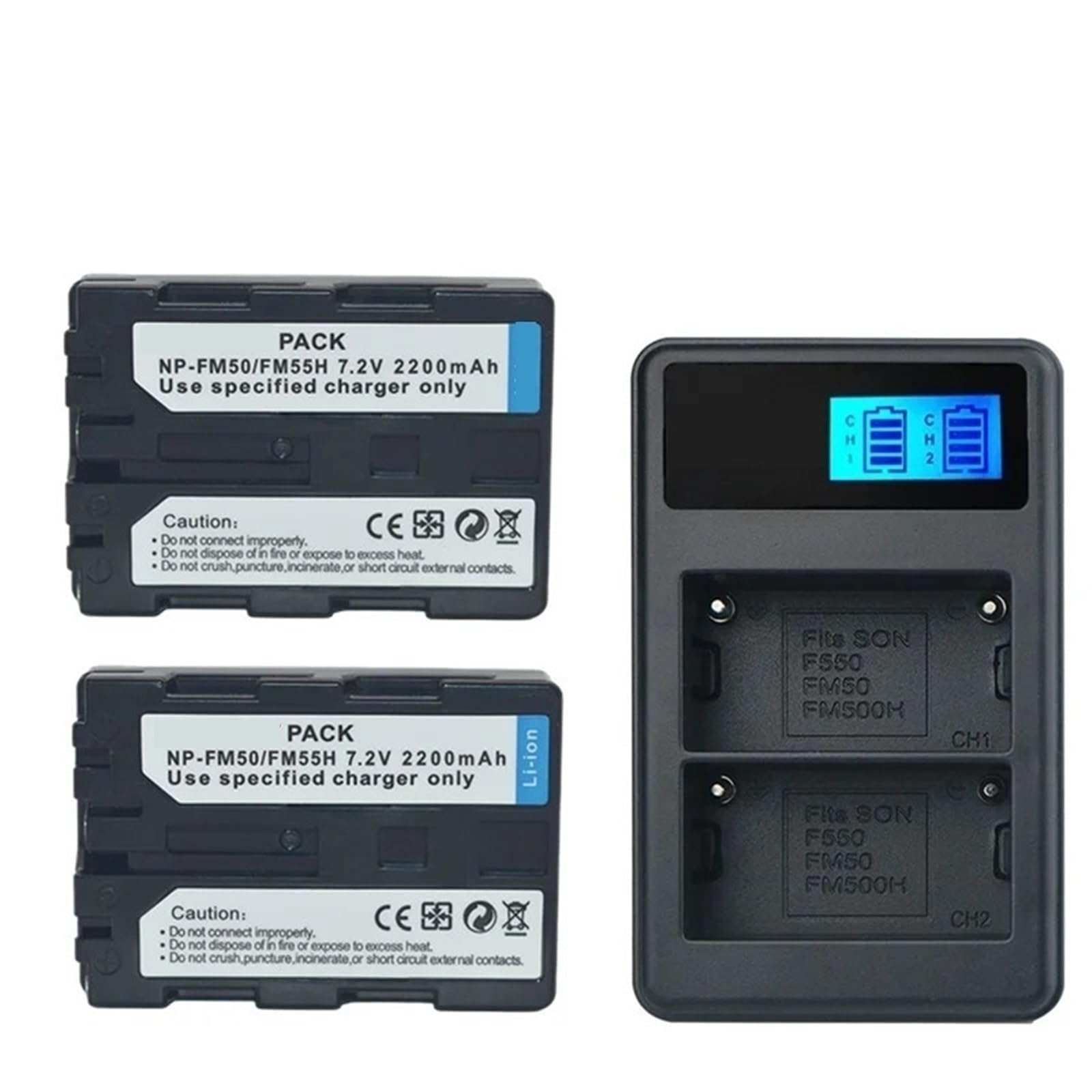 NP-FM50 7,2 V 2 200 mAh Compatible avec Les caméras et caméscopes de la série FM(2 PCS)