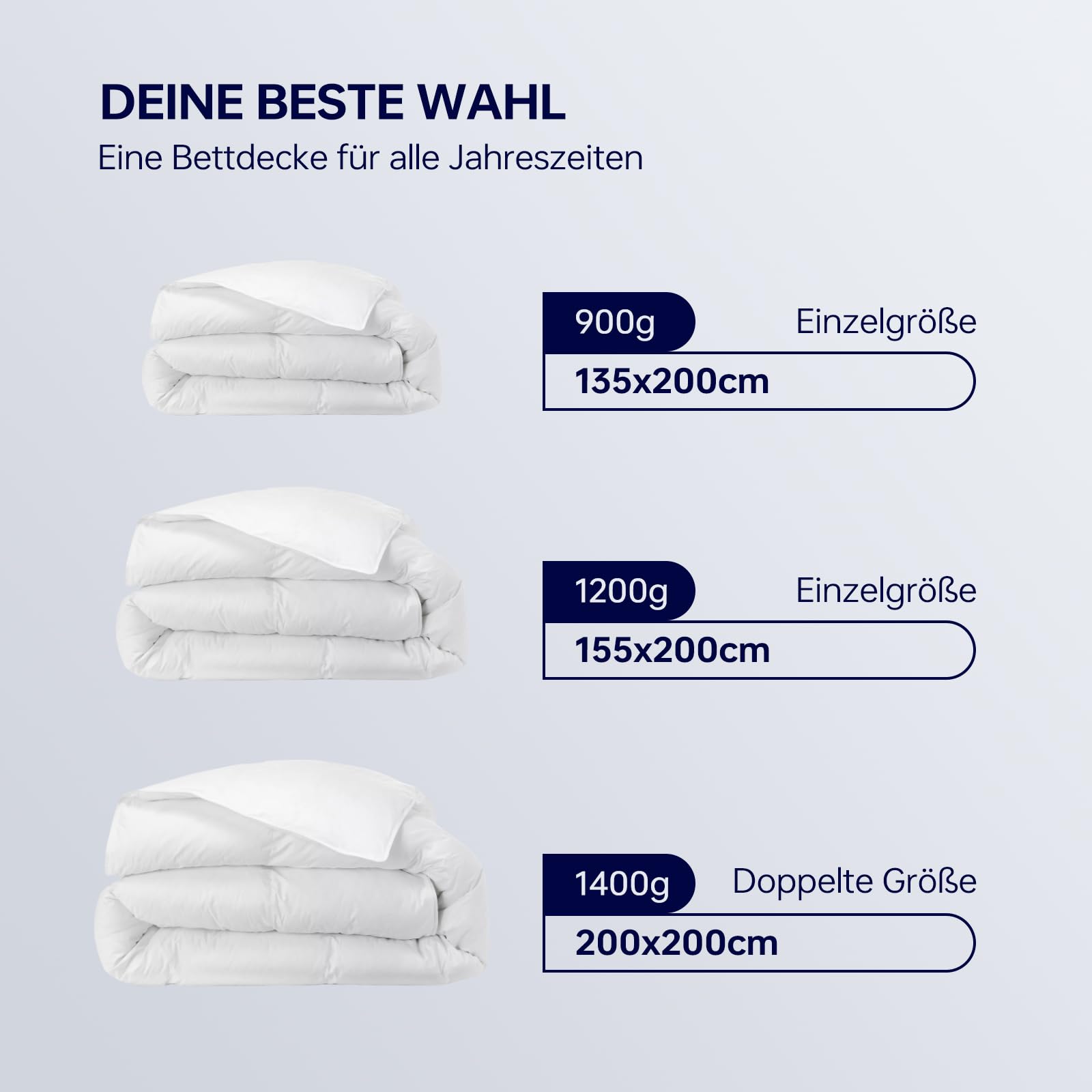 YLT Daunendecke 135x200, Bettdecke Daunen Weiß | Oeko-Tex 900g Daunen & Federn Gleichmäßige Füllung Daunendicht Waschbar Mittlere Wärme