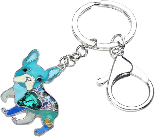 Miniatura 2 de Llaveros de aleación esmaltada para perro Bulldog Francés, llavero de coche, joyería para mascotas, regalos para mujeres y niñas