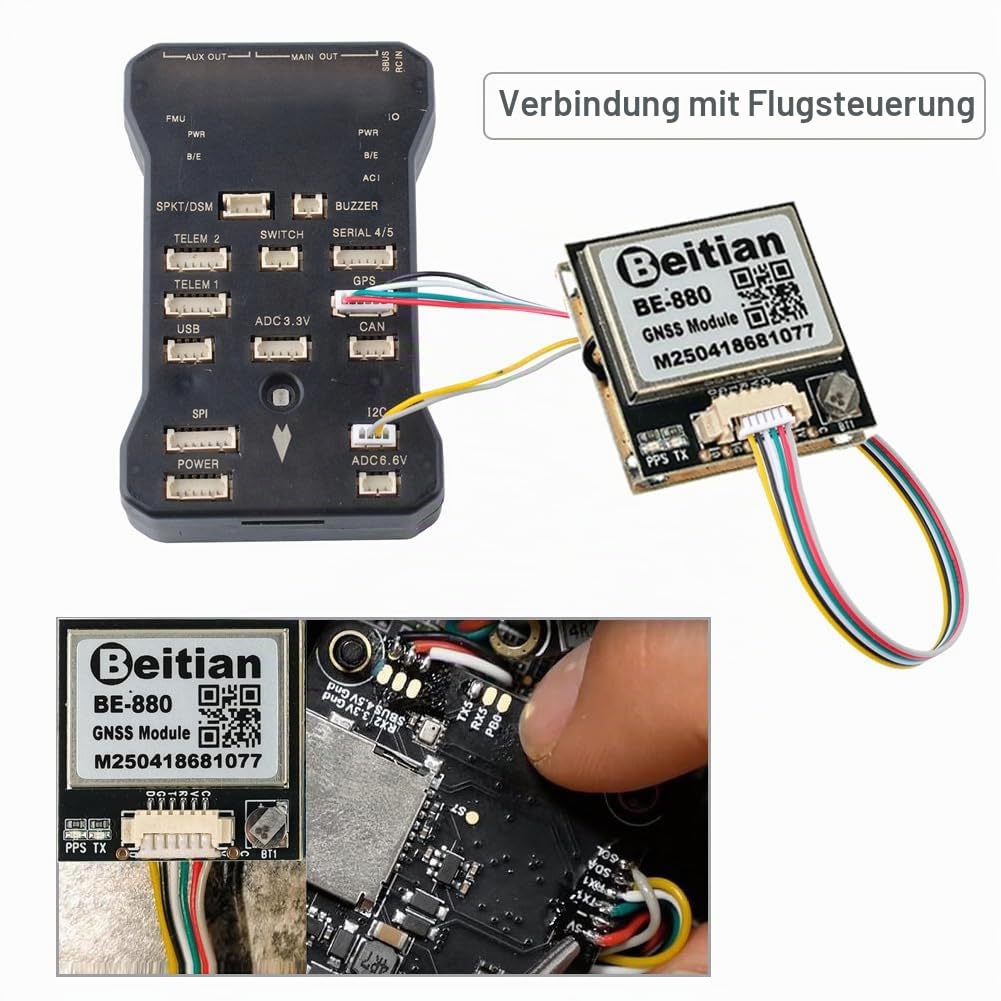 DIYmalls BE-880 GPS-Empfängermodul TTL IST8310 Kompass 10th Chip 115200bps für Arduino FPV Flugzeug CC3D Flugsteuerung, ersetzt BN-880 GPS