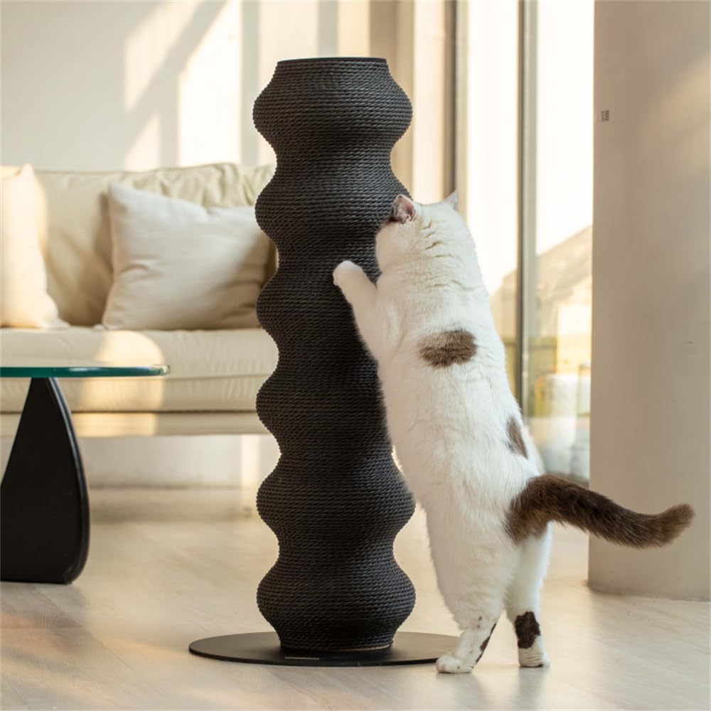 Kratzsäule aus natürlichem Sisal, großes Katzenspielzeug, geeignet für Kitten und kleine Katzen, H90 cm (Schwarz)