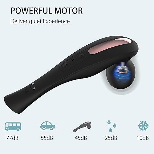 Vista 3 de Handheld Back Massager – Waterproof, 20 Patterns, 8 Speeds Personal Vibration Massage for Sports Recovery, Muscle Aches, Body Pain -(Black)