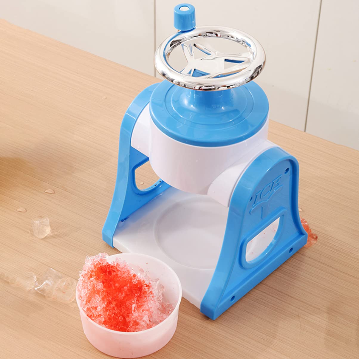 iplusmile Trituradora de Hielo Manual Fácil de Limpiar Acero Inoxidable y PP para Hacer Granizados y Conos de Nieve para Verano y Uso Familiar
