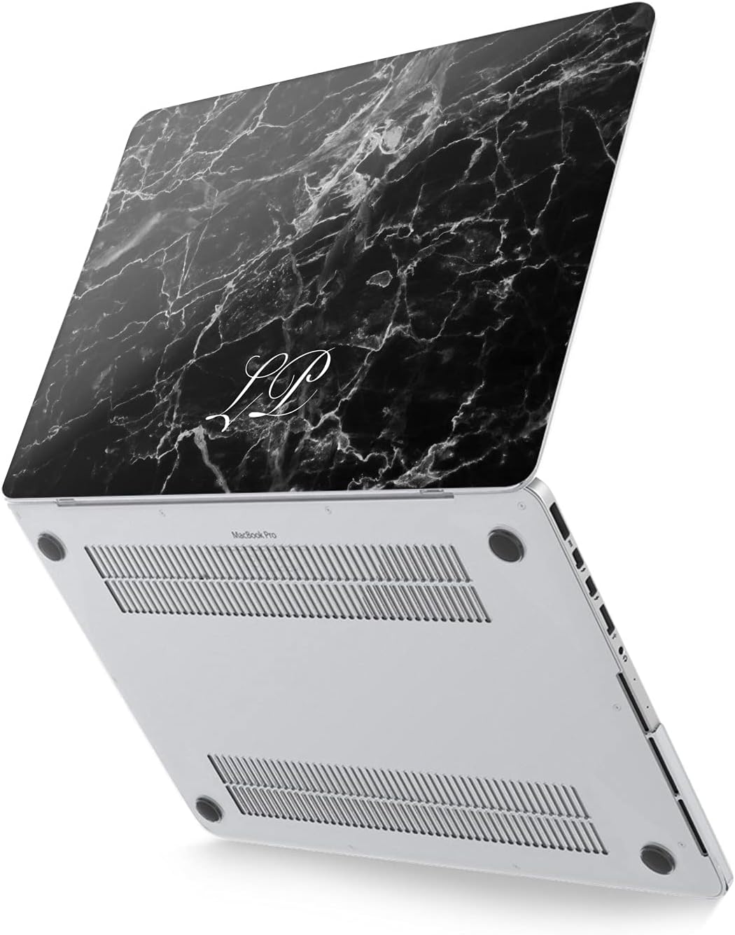 Hard Case Compatible for MacBook Pro 16 14 M3 M2 2023 M1 Pro 13 2022 Air 13 2021 Retina 2020 Mac 11 12 Text Abstract Name Protective Black Laptop Cover Texture Print Design Marble Initial