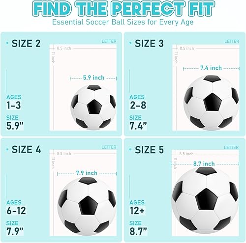 Miniatura 2 de Soccer Ball Size 2 Size 3 Size 4 Size 5 for Kids with Pump Deflated, Stocking Stuffer Christmas Child Shoebox Gift, 1 Pack 2 Pack Cartoon Soccer
