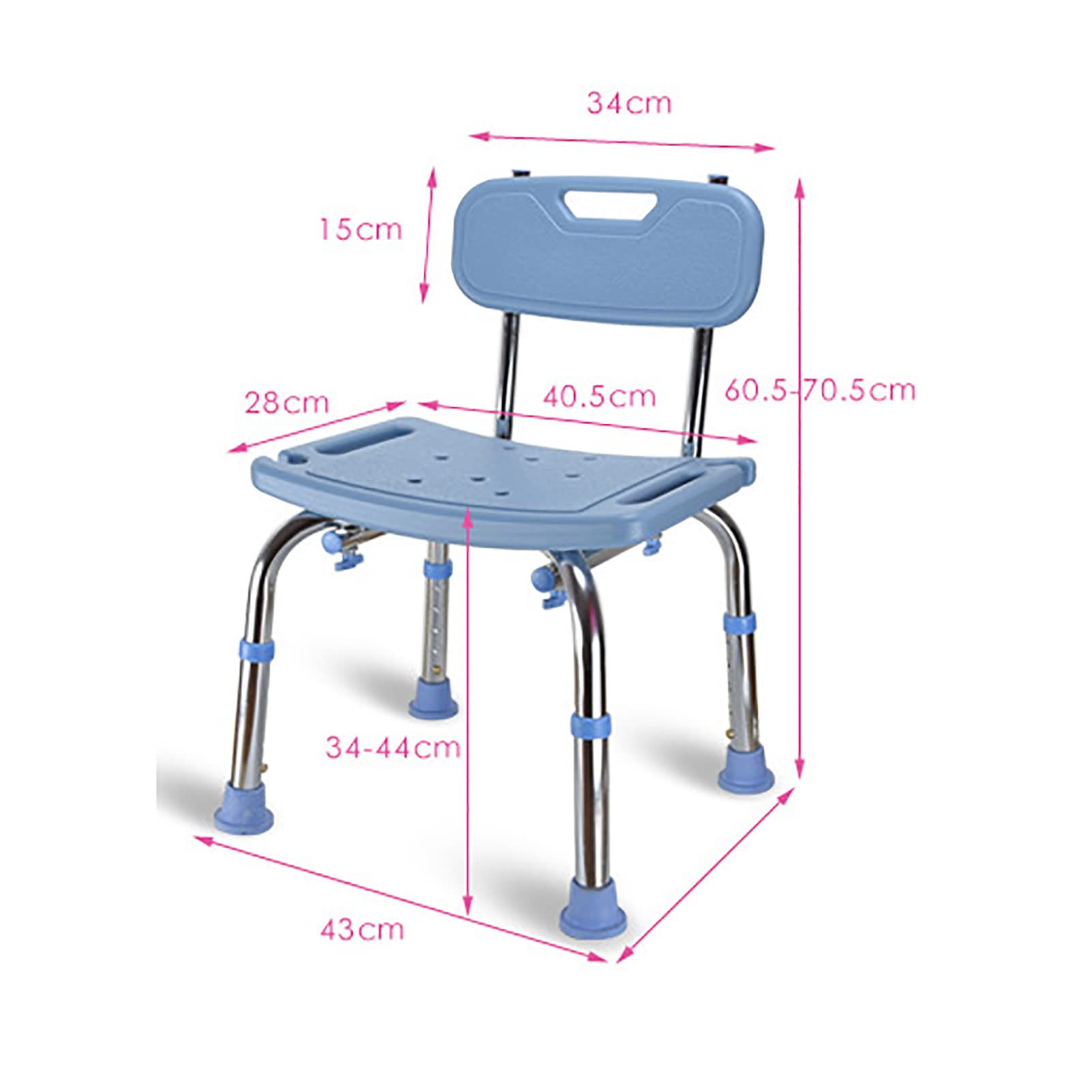 Silla de Ducha, sillas de baño Ajustables Antideslizantes con Respaldo y manijas, Taburete de Asiento Acolchado de bañera para Ancianos discapacitados para discapacitados,Rosado