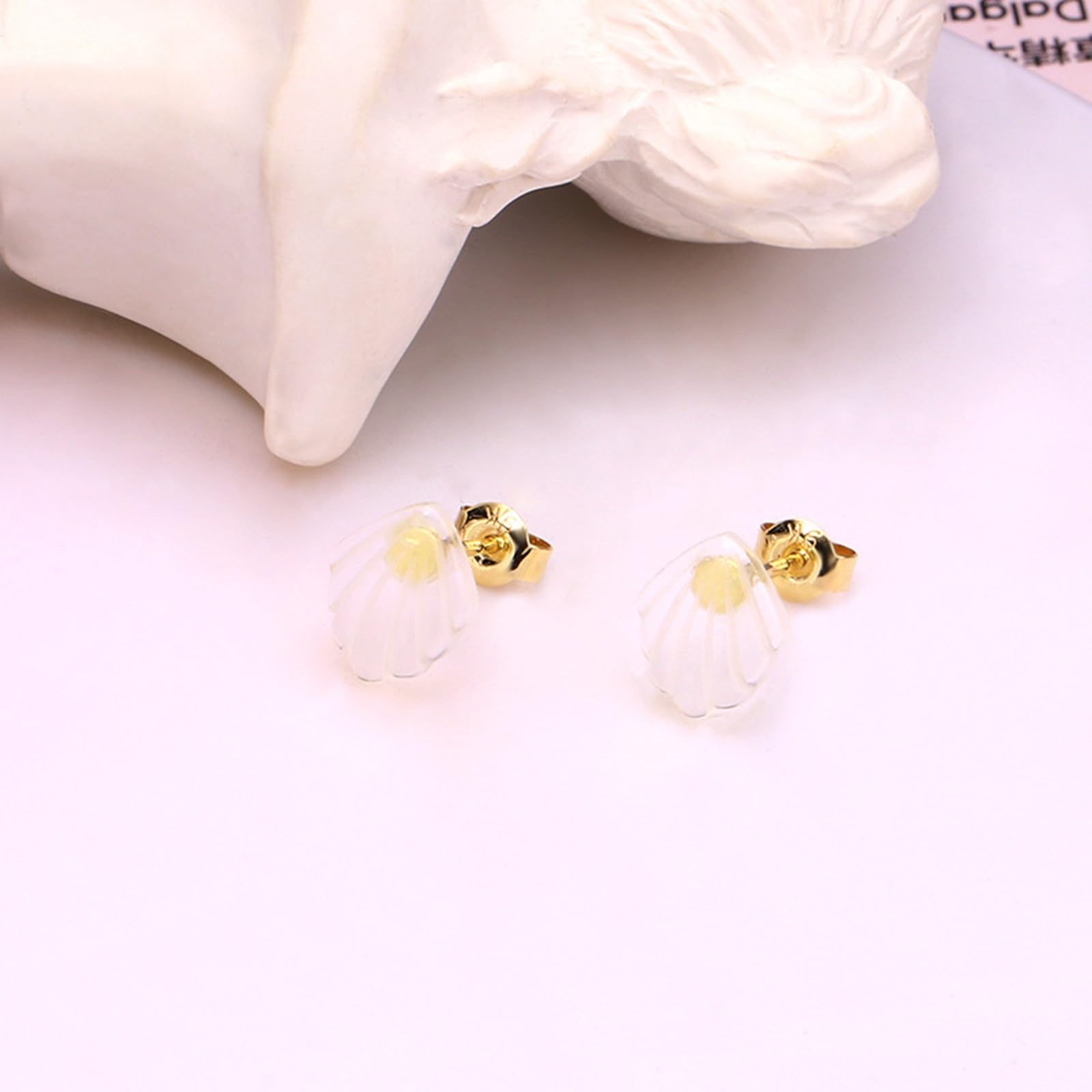 Pendientes de concha marina, aretes de cristal de oro amarillo de 18 quilates, joyería fina, regalos para cumpleaños y aniversario