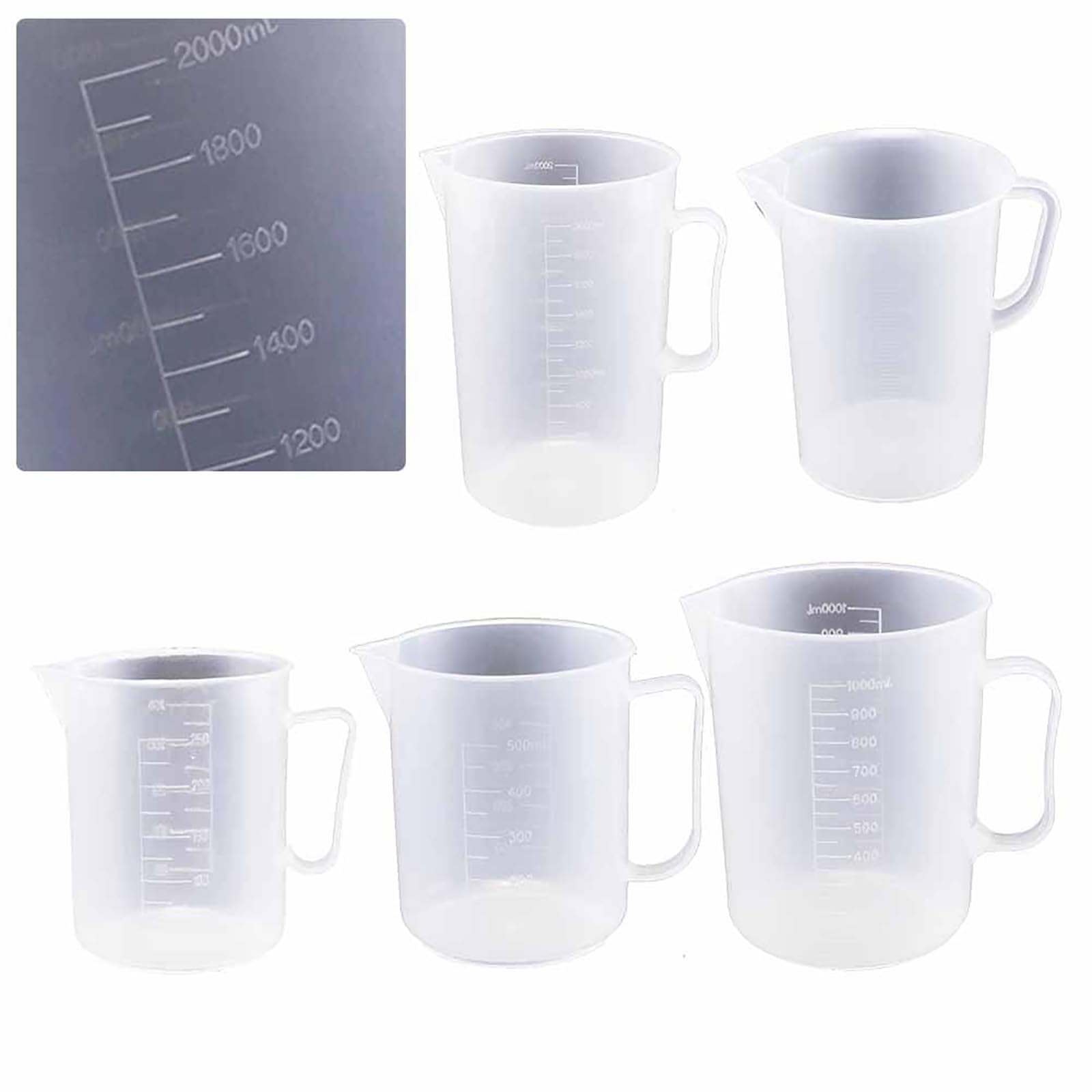 Misurini per Liquidi (250-5000 Ml), con Manico, Forte Flessibilità/Non Facile da Rompere, Misurazioni Accurate/Scala Chiara, per La Misurazione,5000ml