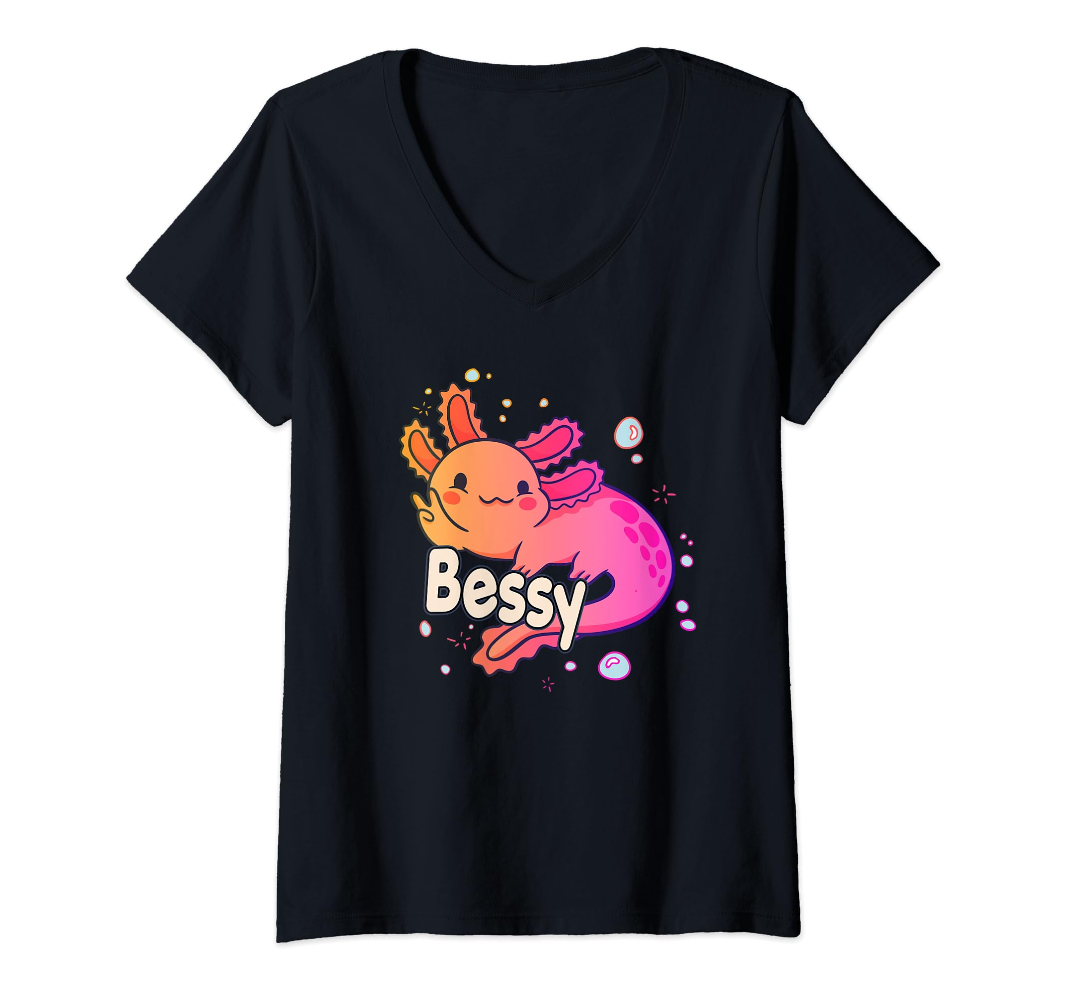 BESSY - Beautiful girl name with adorable AXOLOTL V-Neck T-Shirt