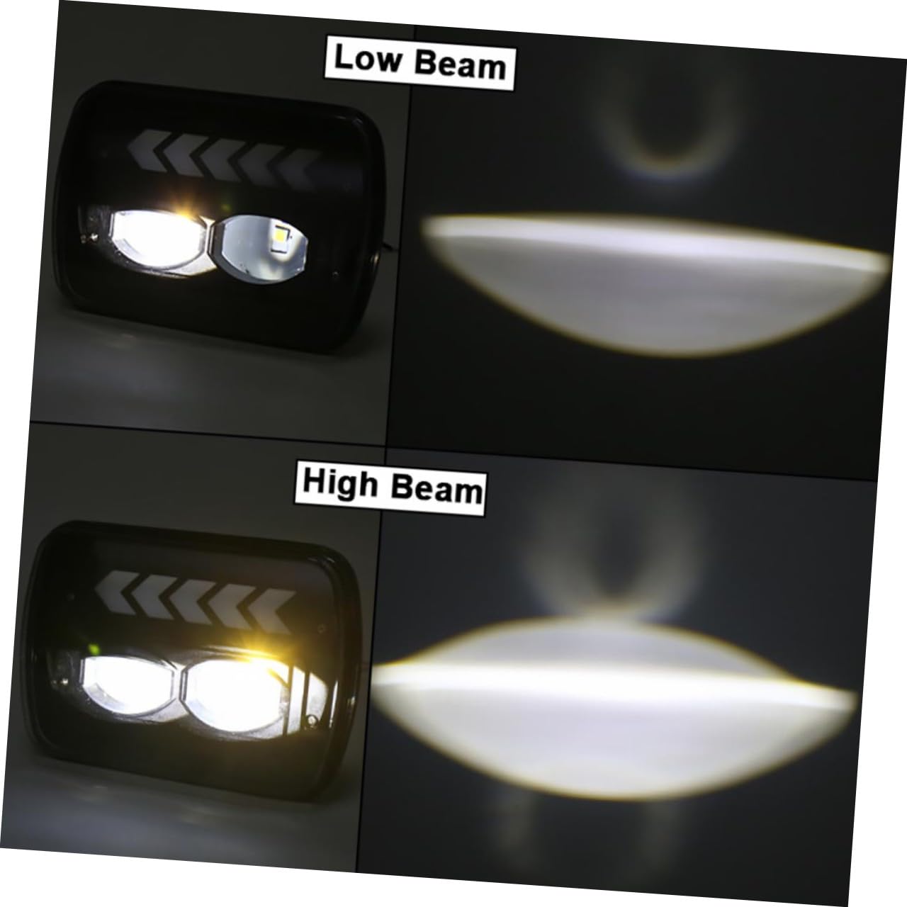 Faro Anteriore LED Quadrato 5x7 Pollici per Suv 2 Pezzi Indicatore di Direzione, ad Alta Luminosità, Compatibile con Veicoli Fuoristrada per Guida Notturna e Fuoristrada